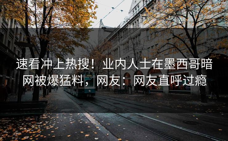 速看冲上热搜！业内人士在墨西哥暗网被爆猛料，网友：网友直呼过瘾