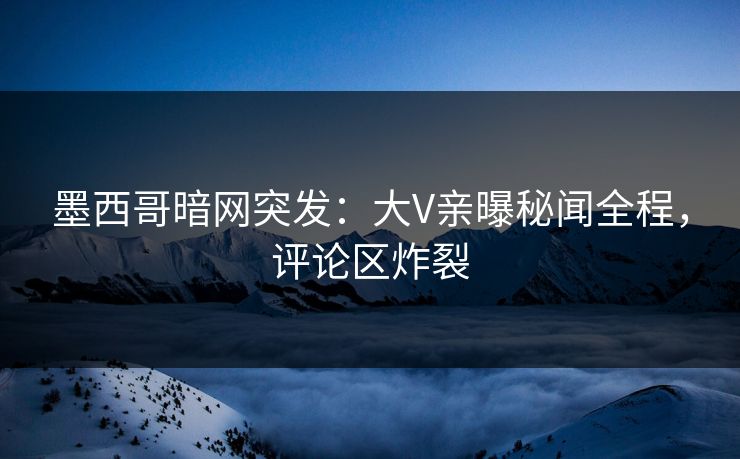 墨西哥暗网突发：大V亲曝秘闻全程，评论区炸裂