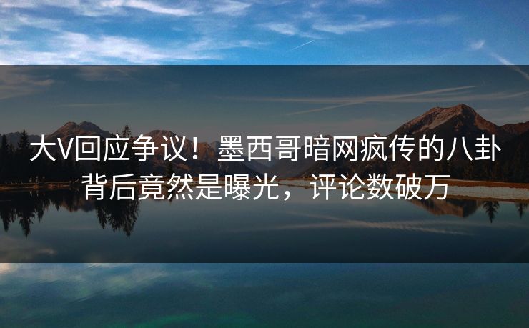 大V回应争议！墨西哥暗网疯传的八卦背后竟然是曝光，评论数破万