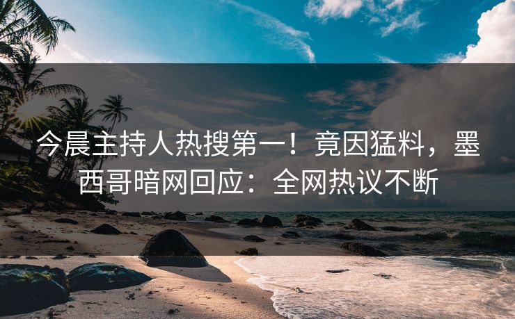 今晨主持人热搜第一！竟因猛料，墨西哥暗网回应：全网热议不断