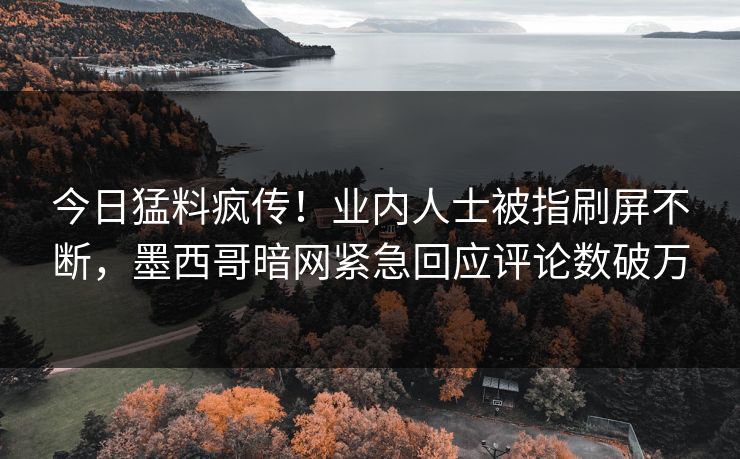 今日猛料疯传！业内人士被指刷屏不断，墨西哥暗网紧急回应评论数破万