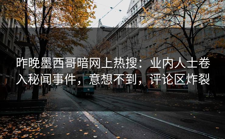 昨晚墨西哥暗网上热搜：业内人士卷入秘闻事件，意想不到，评论区炸裂