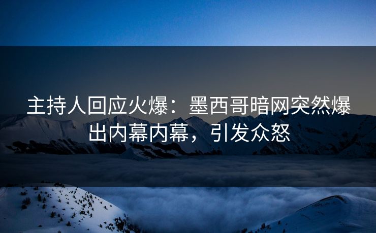 主持人回应火爆：墨西哥暗网突然爆出内幕内幕，引发众怒