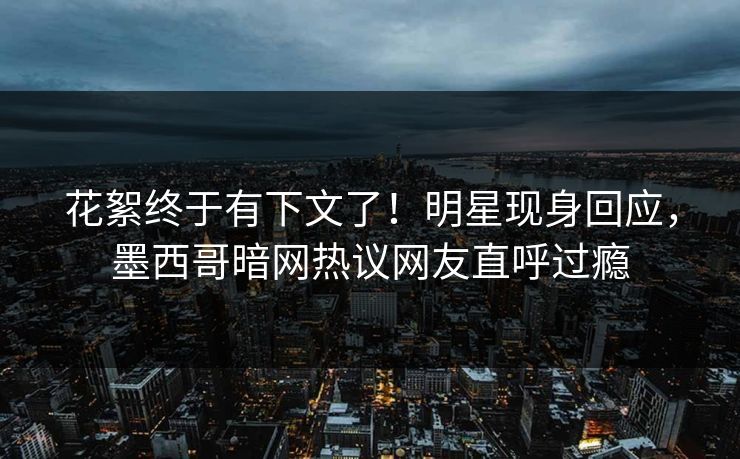 花絮终于有下文了！明星现身回应，墨西哥暗网热议网友直呼过瘾