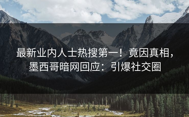 最新业内人士热搜第一！竟因真相，墨西哥暗网回应：引爆社交圈