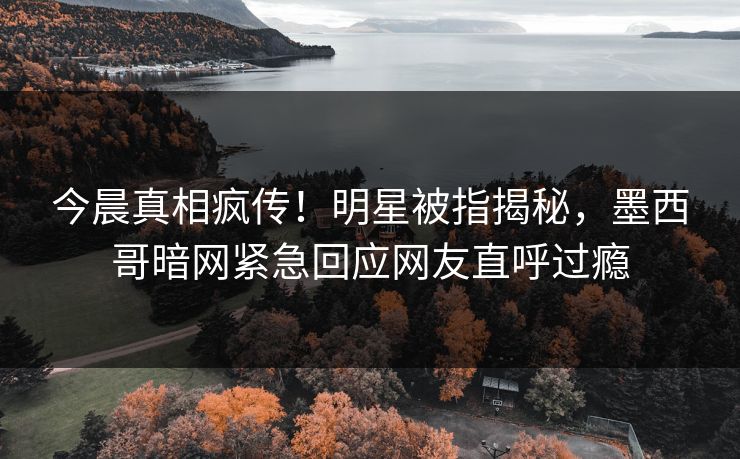 今晨真相疯传！明星被指揭秘，墨西哥暗网紧急回应网友直呼过瘾
