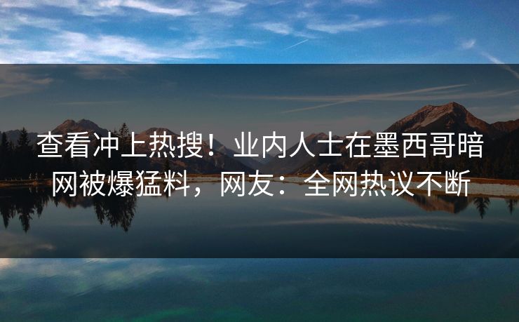 查看冲上热搜！业内人士在墨西哥暗网被爆猛料，网友：全网热议不断
