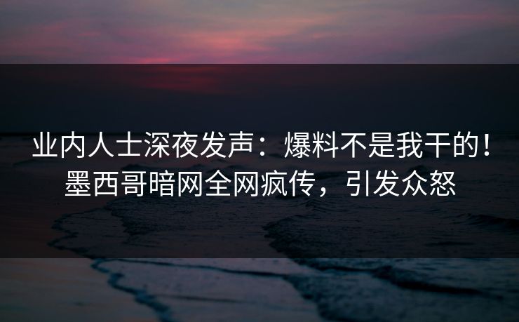 业内人士深夜发声：爆料不是我干的！墨西哥暗网全网疯传，引发众怒