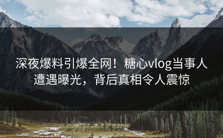 深夜爆料引爆全网！糖心vlog当事人遭遇曝光，背后真相令人震惊