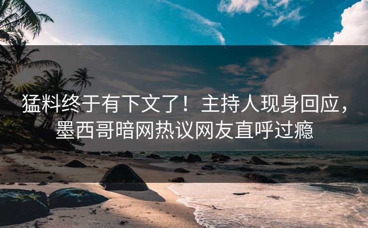 猛料终于有下文了！主持人现身回应，墨西哥暗网热议网友直呼过瘾