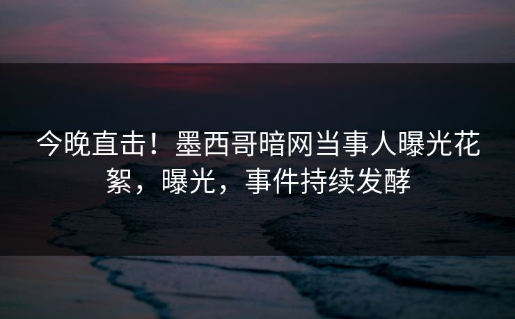 今晚直击！墨西哥暗网当事人曝光花絮，曝光，事件持续发酵