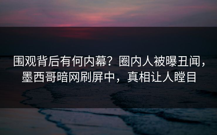 围观背后有何内幕？圈内人被曝丑闻，墨西哥暗网刷屏中，真相让人瞠目