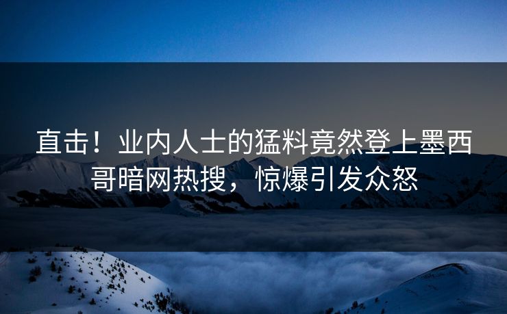 直击！业内人士的猛料竟然登上墨西哥暗网热搜，惊爆引发众怒