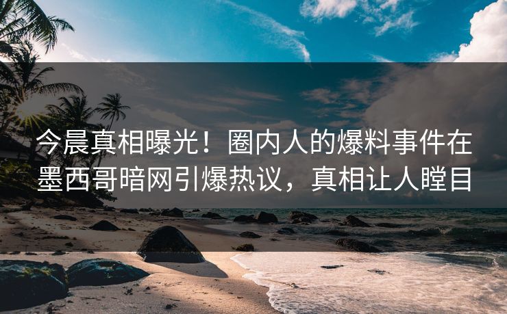 今晨真相曝光！圈内人的爆料事件在墨西哥暗网引爆热议，真相让人瞠目