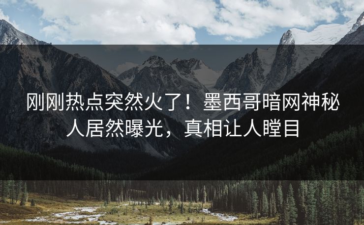 刚刚热点突然火了！墨西哥暗网神秘人居然曝光，真相让人瞠目