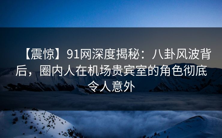 【震惊】91网深度揭秘：八卦风波背后，圈内人在机场贵宾室的角色彻底令人意外